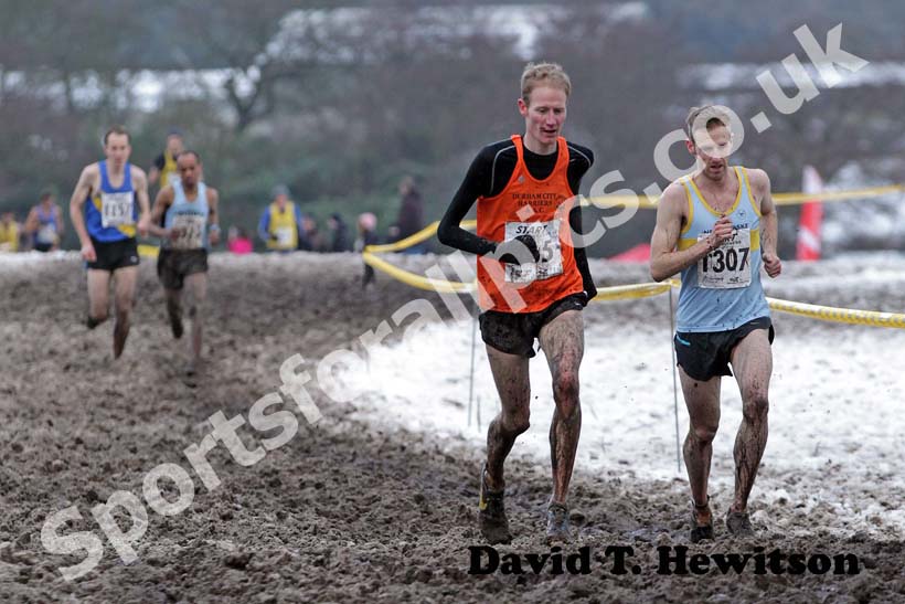 Dan Garbutt (Durham City) finishing 3rd with Andrew Wiles (New Marske) senior mens Northern Cross Country Championships.